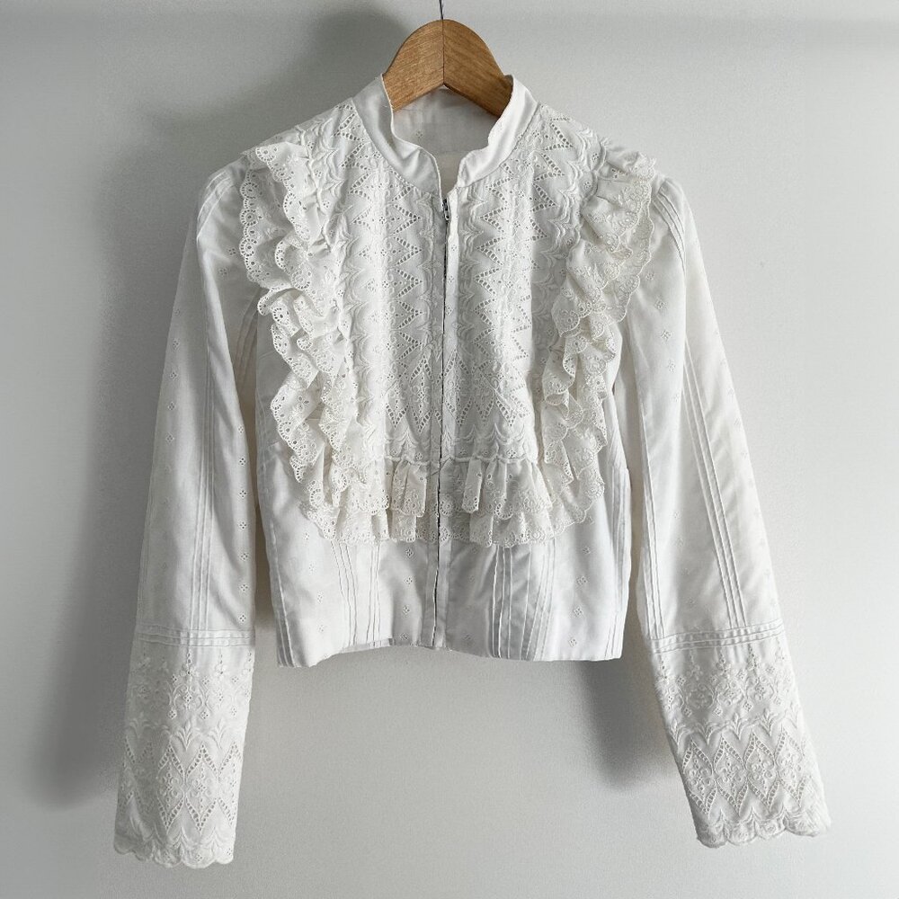 White Lacey Cropped Jacket, Size XS/S